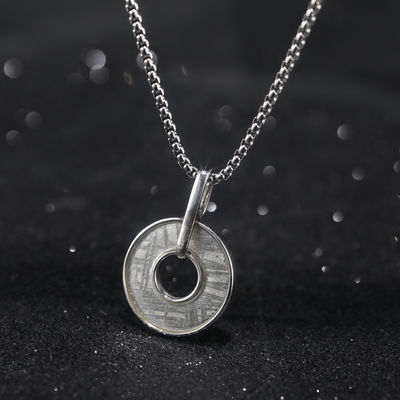 Collar de colgante de plata esterlina de meteorito de hierro 925 genuino
