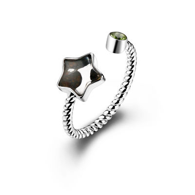 925 Plata Seymchan Pallasita Meteorita Joyería Elegante 8 mm Anillo en forma de estrella