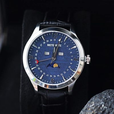 Relojes de estilo de negocios Meteorito 35mm de acero inoxidable Miyota Relojes de movimiento de cuarzo