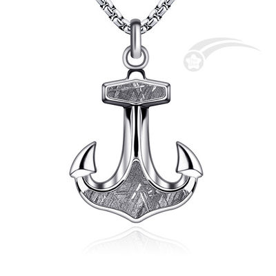 Muonionalusta Brillante Meteorito de Hierro Ancla Colgante Collar Para Hombres