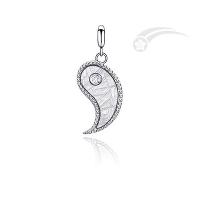 925 Plata Esterlina Meteorito Tai Chi 2 en 1 colgante 13*20 mm Joyería