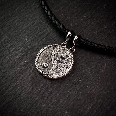 925 Plata Esterlina Meteorito Tai Chi 2 en 1 colgante 13*20 mm Joyería