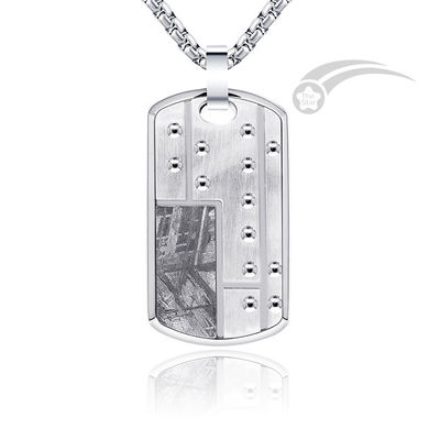 Meteorito Joyería de acero inoxidable hombre colgante de etiqueta de perro