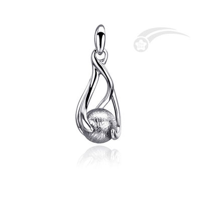 8 mm Esfera Meteorita 925 Pendiente de Plata Esterlina Elegante