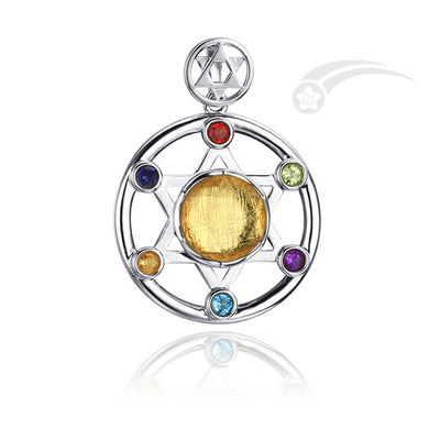 Rueda de la Vida Meteorito 925 Pendiente de Plata Esterlina W/ Fancy Zirconia cúbica