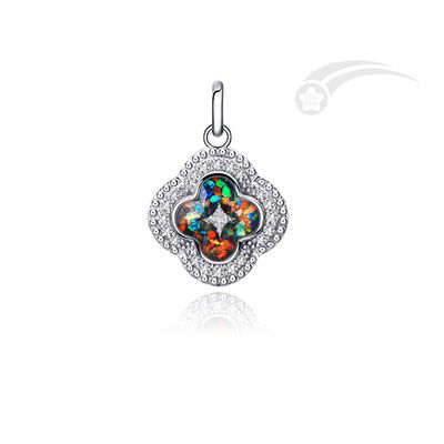 Colgante de forma de trébol de la colección Galaxy 925 Colgante de plata de 15 mm Tamaño