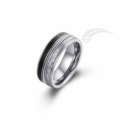 Anillo de meteoro de tungsteno Banda de boda Guitarra de alambre con esmalte negro