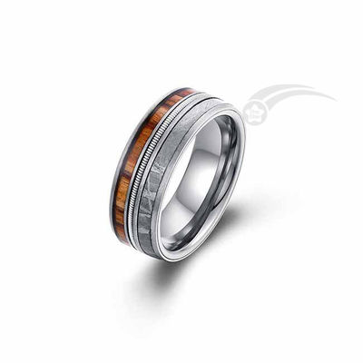 Anillo de meteoro de tungsteno Banda de boda Guitarra de alambre con esmalte negro