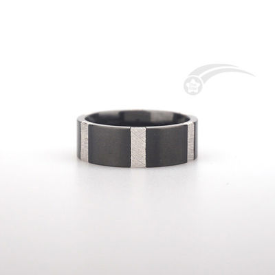 Anillo de banda de meteoritos de 8 mm de ancho Eternidad Muonionalusta Anillo de meteoritos