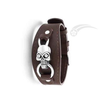Meteorito Brazalete de cuero genuino de acero inoxidable tamaño ajustable longitud 19-22cm