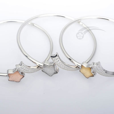 Brazalete femenino con forma de trébol de meteorito de verdad Brazaletes de plata 925