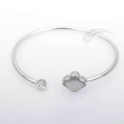 Brazalete femenino con forma de trébol de meteorito de verdad Brazaletes de plata 925