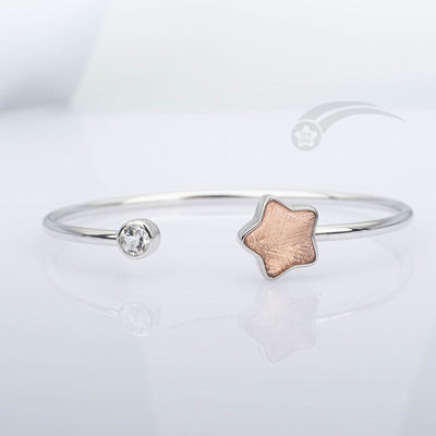 Moderno 925 Sterling Silver Meteorite Cuff Bracelet En forma de estrella