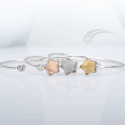 Moderno 925 Sterling Silver Meteorite Cuff Bracelet En forma de estrella