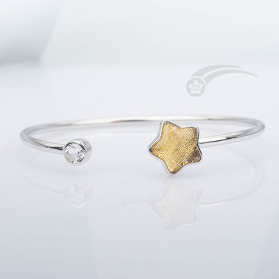 Moderno 925 Sterling Silver Meteorite Cuff Bracelet En forma de estrella