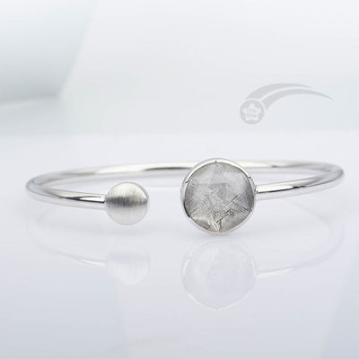 925 plata esterlina Meteorito de verdad Brazalete Brazalete Estrella de David 12 mm ajustable
