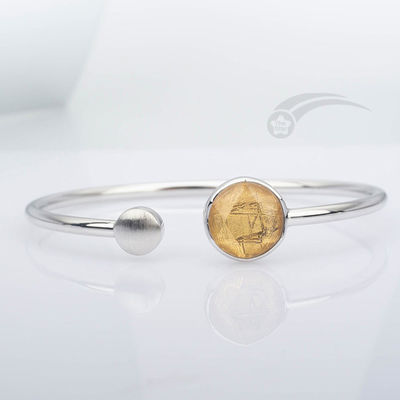 925 plata esterlina Meteorito de verdad Brazalete Brazalete Estrella de David 12 mm ajustable