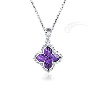 Romantic Lilac Flower Meteorite 925 Pendiente de plata 12 mm