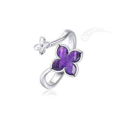 Romántico anillo de joyería de flores de lilas de meteorito 925 anillo de plata esterlina 10 mm