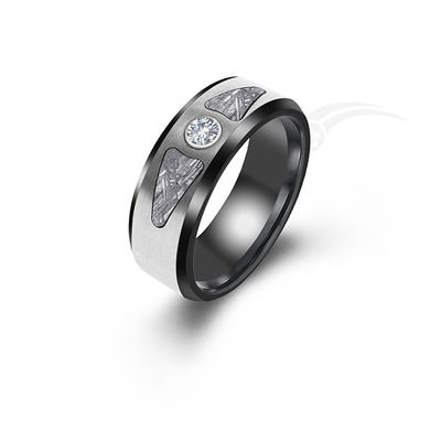 Exquisitos y hermosos anillos de boda de meteorito gris para hombres mujeres