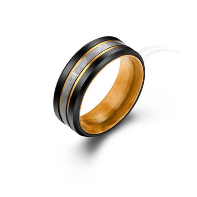Anillos de bodas masculinos Meteorito Madera de roble en el interior