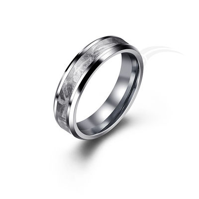 Anillo de meteorito clásico Muonionalusta Anillo de banda de tungsteno incrustado