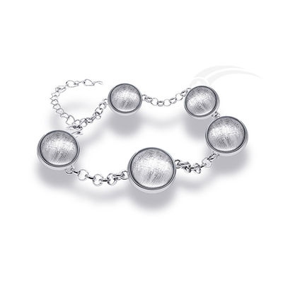 Exquisite Meteorite 925 Sterling Pulsera de bola de plata Meteoritos hechos a mano Joyería