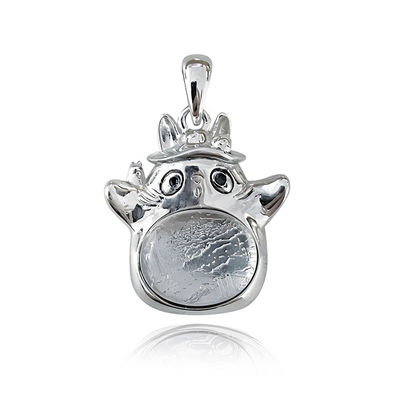 Totoro Meteorito de hierro exclusivo 925 colgante de plata esterlina para el uso diario