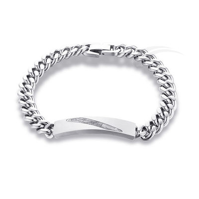 Patrones naturales Meteorito Joyería de acero inoxidable Brazalete Romboide acabado pulido